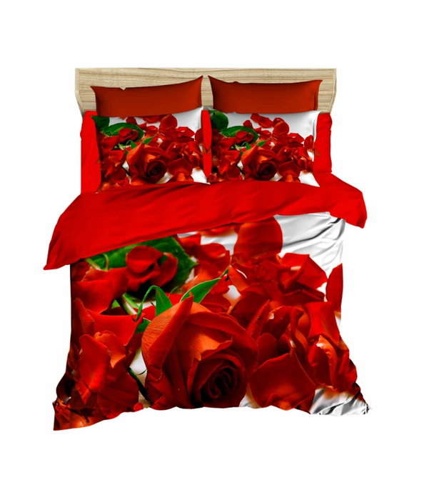 L'essentiel linge de maison Juego de funda de edredón doble con impresión 3D Blanco, Rojo y Verde L'essentiel linge de maison Juego de funda de edredón doble con impresión 3D Blanco, Rojo y Verde